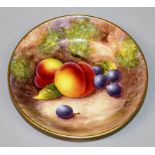 A ROYAL WORCESTER PIN TRAY, painted with fruit by L. Maybury, signed, date code for 1952.