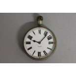 A GENTLEMAN'S LARGE EIGHT DAY POCKET WATCH, 6cm diameter.