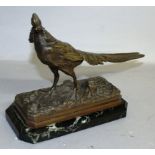 HENRI EMILE ADRIEN TRODOUX (19TH CENTURY) FRENCH A GOOD BRONZE PHEASANT, on a naturalistic base.