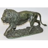 CHRISTOPHE FRANTIN (1800-1864) FRENCH A LARGE AND IMPOSING BRONZE OF A MALE LION, left foot off