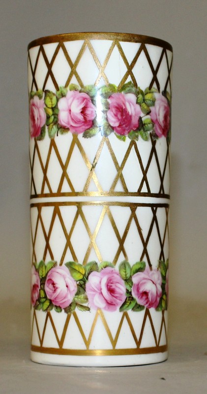 A 19TH CENTURY COPELAND AND GARRETT SPILL VASE painted with a basket of flowers, Spode spill vase - Image 2 of 5