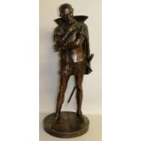 PIERRE MARLE FRANCOIS OGE (1849-1913) FRENCH A LARGE IMPOSING BRONZE FIGURE OF A MAN THINKING