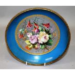 AN 18TH CENTURY LUDWIGSBURG PAIR OF BASKET WEAVE FLORAL PLATES and a French floral painted dish with