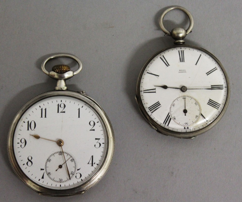 A WOOG GENEVA FINE SILVER POCKET WATCH and a PERFECTA POCKET WATCH, Medaille D'Or (2).