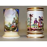 A 19TH CENTURY RIDGWAY SPILL VASE painted with two scenes of rural people in landscape and another