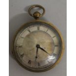 A 19TH CENTURY FRENCH POCKET WATCH by BUFFET, PALAIS ROYAL with silvered face in a gilt metal case.