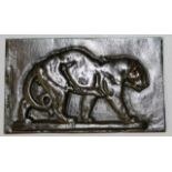 ANTOINE LOUIS BARYE (1796-1875) FRENCH THE COMPANION PLAQUE OF A LEOPARD. Signed BARYE.  4.25ins x
