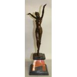 AFTER D. H. CHIPARUS THE DANCER.  Signed, on a marble base.  21.5ins high.