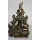 A GOOD SEATED BRONZE BUDDHA.  9ins high.