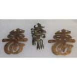 A PAIR OF BRASS BROOCHES, CHINESE EMBLEMS by SCOOTER, PARIS and ANOTHER (3).