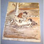 EIGHT 19TH CENTURY FRENCH EROTIC WATERCOLOUR. Unframed.  10ins x 7.5ins.