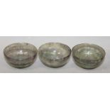 A GROUP OF THREE 20TH CENTURY CHINESE ROCK CRYSTAL FINGER BOWLS, each clear translucent body with