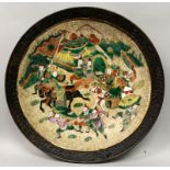 A CHINESE FAMILLE VERTE CRACKLEGLAZE PORCELAIN CHARGER, circa 1900, the interior painted with