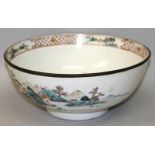 A GOOD QUALITY 18TH CENTURY CHINESE FAMILLE ROSE PORCELAIN PUNCH BOWL, the sides well painted with a