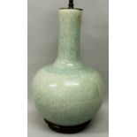 A GOOD LARGE 19TH/20TH CENTURY CHINESE CELADON CRACKLEGLAZE PORCELAIN BOTTLE VASE, fitted for