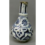 AN EARLY INDO-PERSIAN BLUE & WHITE CERAMIC VASE, possibly 17th/18th Century Timurid, the sides