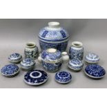 A COLLECTION OF 19TH CENTURY CHINESE 'KITCHEN QING' PORCELAIN, including bowls and covers, boxes and