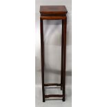 A GOOD QUALITY 19TH/20TH CENTURY TALL CHINESE HARDWOOD STAND, of square section, and with a