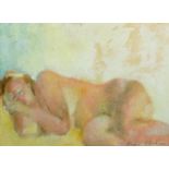 Elyse Parkin (20th Century) British. A Reclining Nude, Mixed Media, Signed, 7" x 9.5".