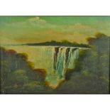 19th Century American School. 'Niagara Falls', Oil on Canvas laid down, Signed with Initial 'M',