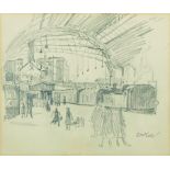 Charles James McCall (1907-1989) British. 'Victoria Station' Circa 1955, Pencil, Signed, 8" x 9.
