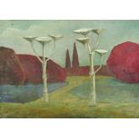 Brown (20th Century) British. A Surreal Landscape, Oil on Canvas, Signed and Dated '55, Unframed,