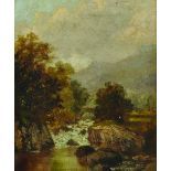 H... W... Heney (19th - 20th Century) British. A Waterfall Scene, Oil on Canvas, Indistinctly