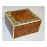 A walnut cigarette box with shagreen borders. 4.5ins wide.