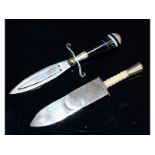 Two silver bladed knife book markers.