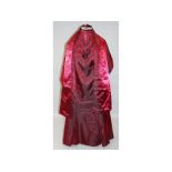 Lillie Robin, long red dress, size 12, with cape and net.