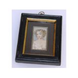 A framed miniature of Lady Mary Parkes, painted by G. Withers 1808. 4.5cms x 2.5cms.