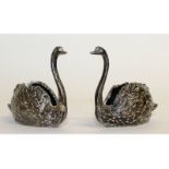 A small pair of silver swans. 6cms long. Birmingham 1970.