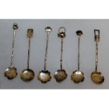 Six Chinese silver cocktail spoons.