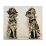 A pair of solid silver novelty mice with hats salt and peppers. 8cms high.