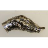 A novelty silver boars head cane handle.