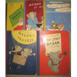 [BABAR] BRUNHOFF (Jean de) The Story of Babar, lge 4to, illus., pict. boards, 2nd Edn., L., 1934;