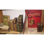 A 19th century 4to Atlas; misc. books incl. leatherbound; & a volume of "Chums", 1898 with colour