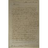 HAMILTON (Sir William) 2 pp. manuscript letter (in a secretarial hand) signed by Hamilton, to the