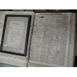 A large folio bound volume, containing newspapers for 1828, incl. Yorkshire Gazette, Leeds