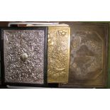 [BLOTTING PADS] A hallmarked silver-fronted over leather bound blotting pad; an arts and crafts