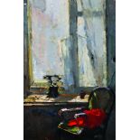 Nikolai Perednij (20th Century) Russian. An Interior Scene, with a Telephone and Chair by a