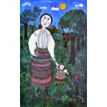 Dora Holzhandler (1928-2015) French/British. A Mother and Child in a Garden, Lithograph, Signed