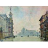 Alexander Gerasimov (1881 - 1963) Russian. 'Gorky Street, Moscow', with Car and Figures walking