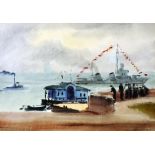 Aleksandr Vedernikov (1898-1975) Russian. 'Anniversary on the Niva', Watercolour, Signed,