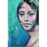 Rimma Bilinskaia (1929- ) Russian. 'Swimmer', Head of a Girl, Oil on Board, Signed, and Inscribed on