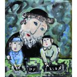 Dora Holzhandler (1928-2015) French/British. A Jewish Family, Mixed Media, Signed and Dated 2001,