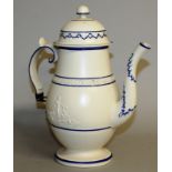 AN EARLY 19TH CENTURY YORKSHIRE COFFEE POT AND COVER, probably Castleford.