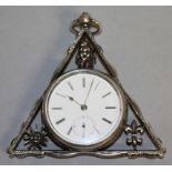 A GOOD SILVER POCKET WATCH "MASONIC TRIANGLE CASE".