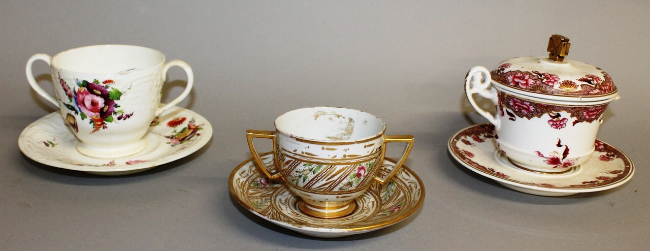 A 19TH CENTURY SPODE FINE QUALITY GREEN GROUND CHOCOLATE CUP AND COVER with tooled gilt birds, a - Image 2 of 2