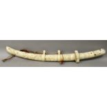 A GOOD JAPANESE MEIJI PERIOD MOTHER-OF-PEARL INLAID SECTIONAL BONE IVORY WAKIZASHI, with a curved